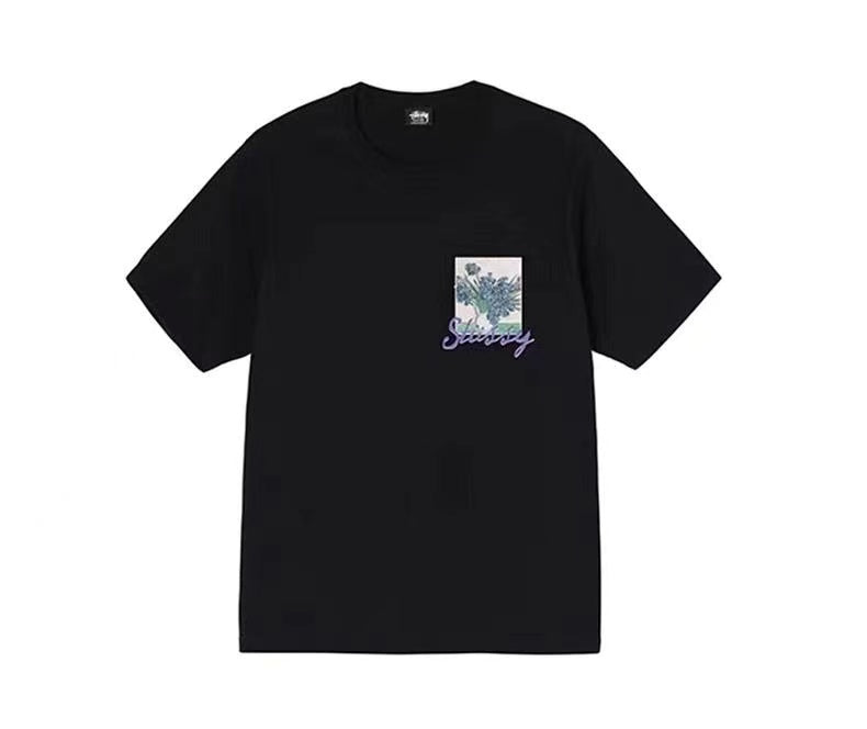 STUSSY FLOWERS TEE BLACK