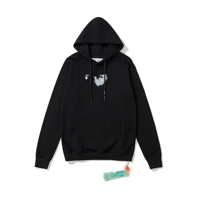 Off-White doodle thick arrow print hooded sweater black