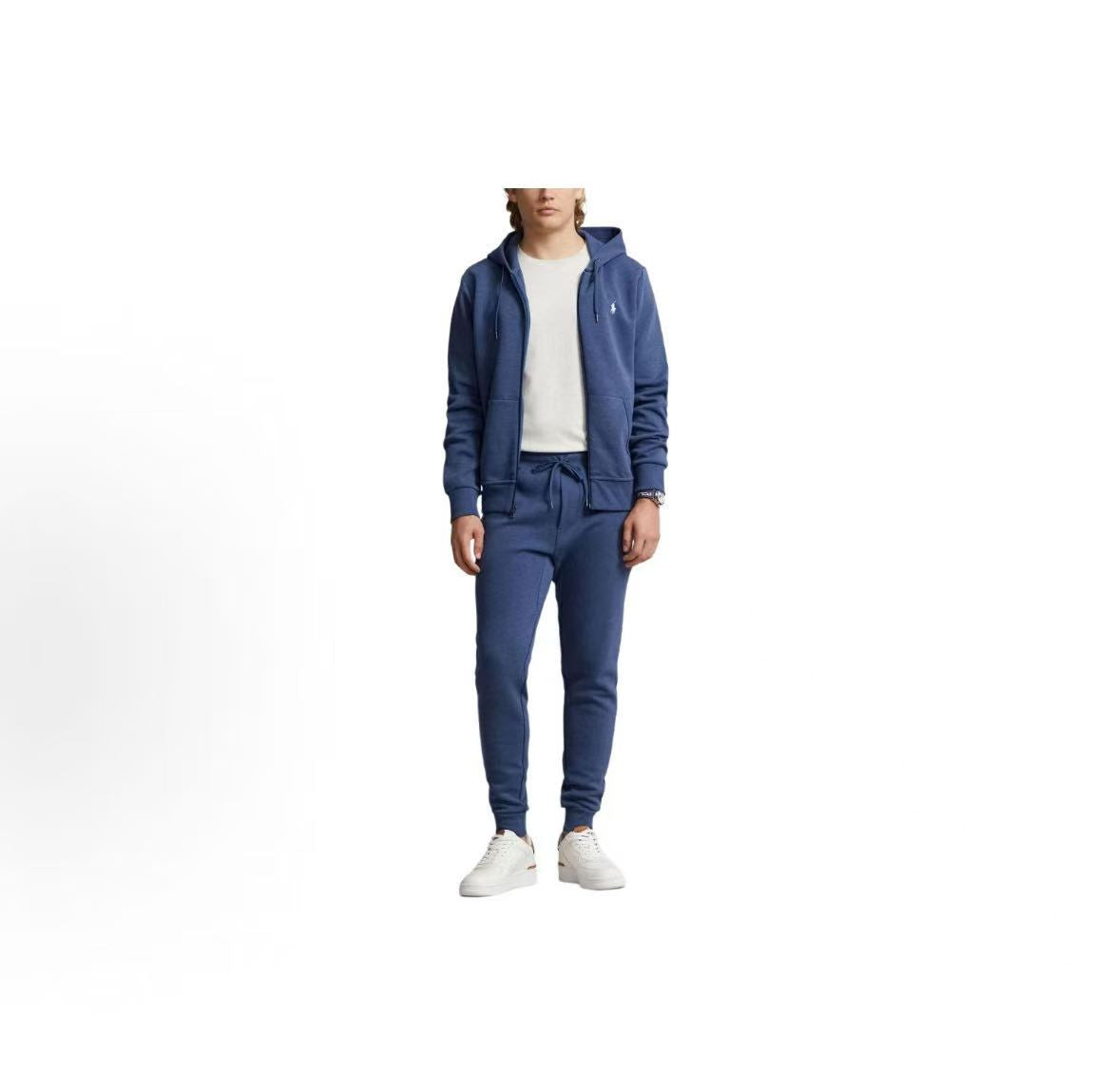 Ralph Lauren SS24 Solid-color Logo Embroidered Tight-Fitting Athletic Pants for Men in Sky Blue