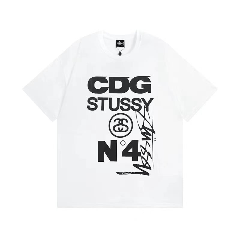 STUSSY ×CDG LOGO PRINT TEE WHITE