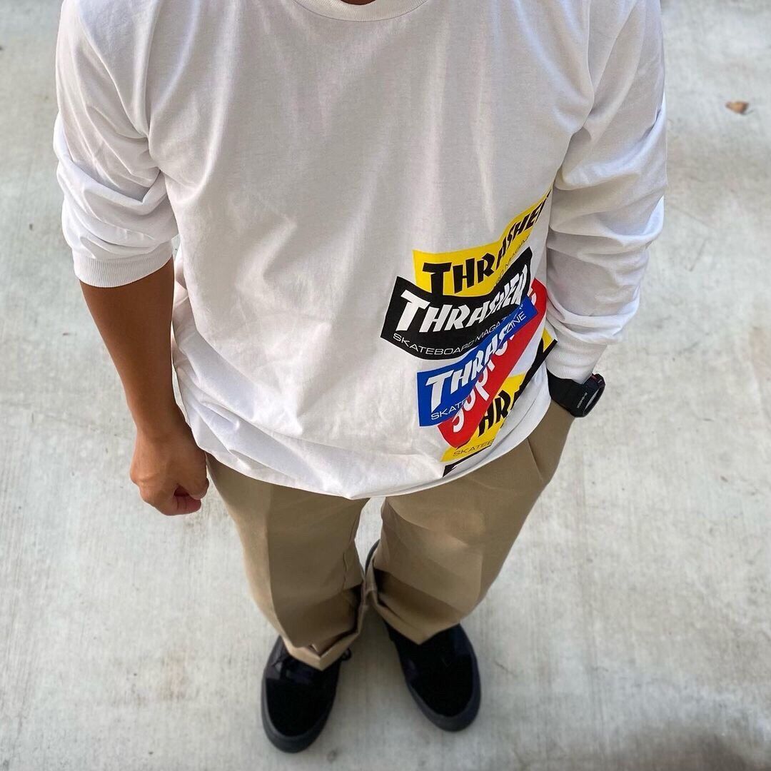 Supreme Thrasher Multi Logo Long Sleeve Tee White
