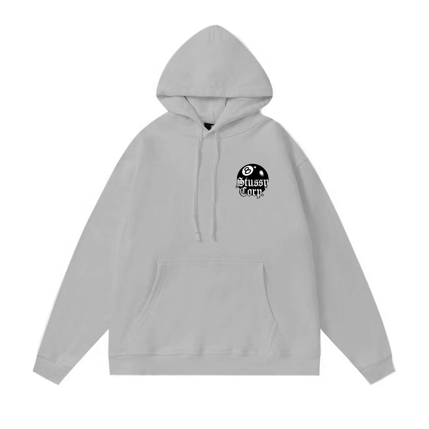 STUSSY BALL 8 PRINT HOODIE GREY