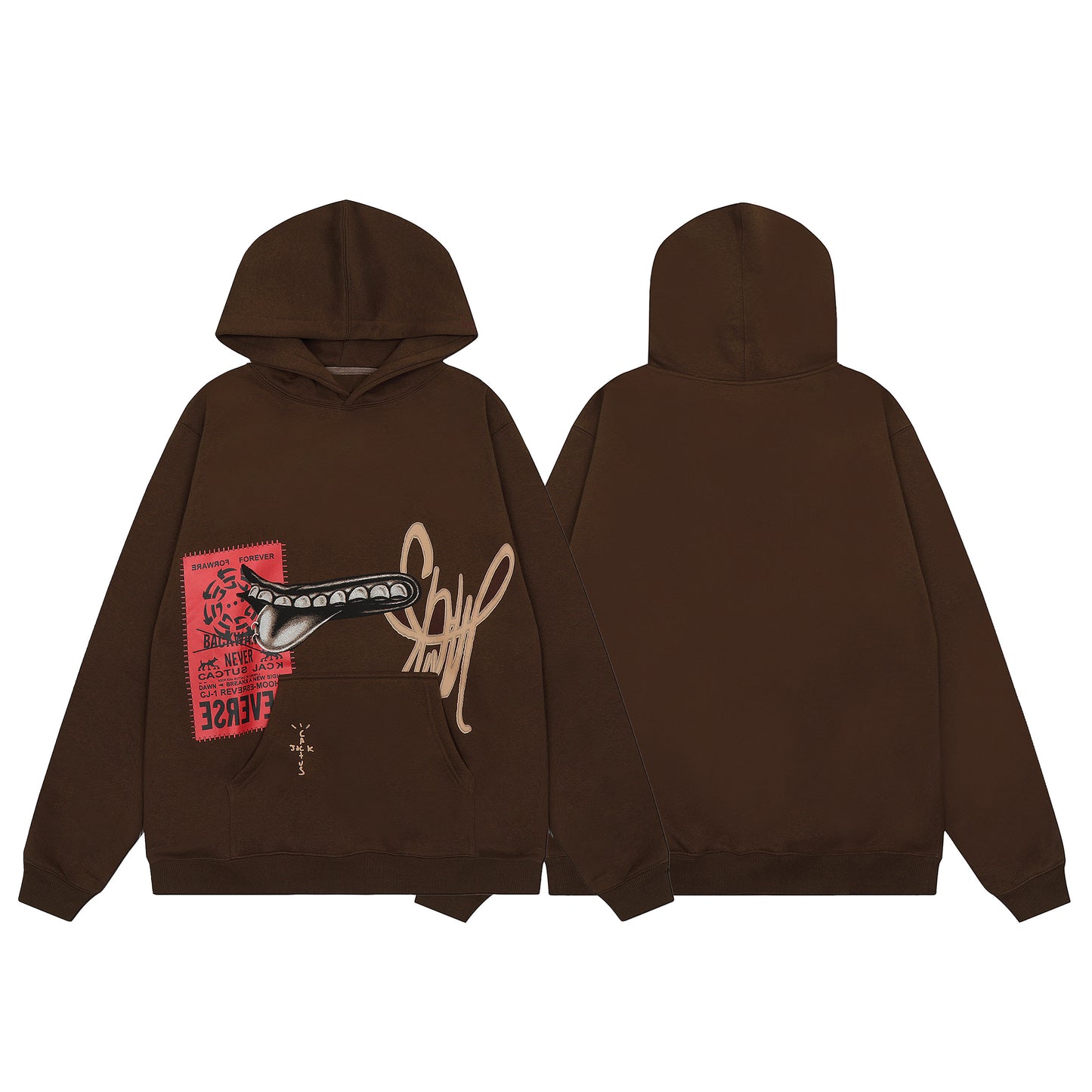 Travis Scott Mouth Print Hoodie Brown