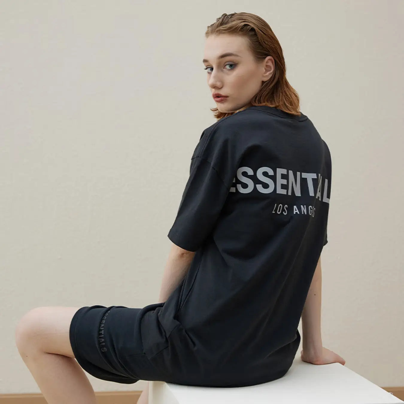 FOG Fear of God Reunion Line Los Angeles reflective short -sleeved ESSENTIALS loose T -shirt Black