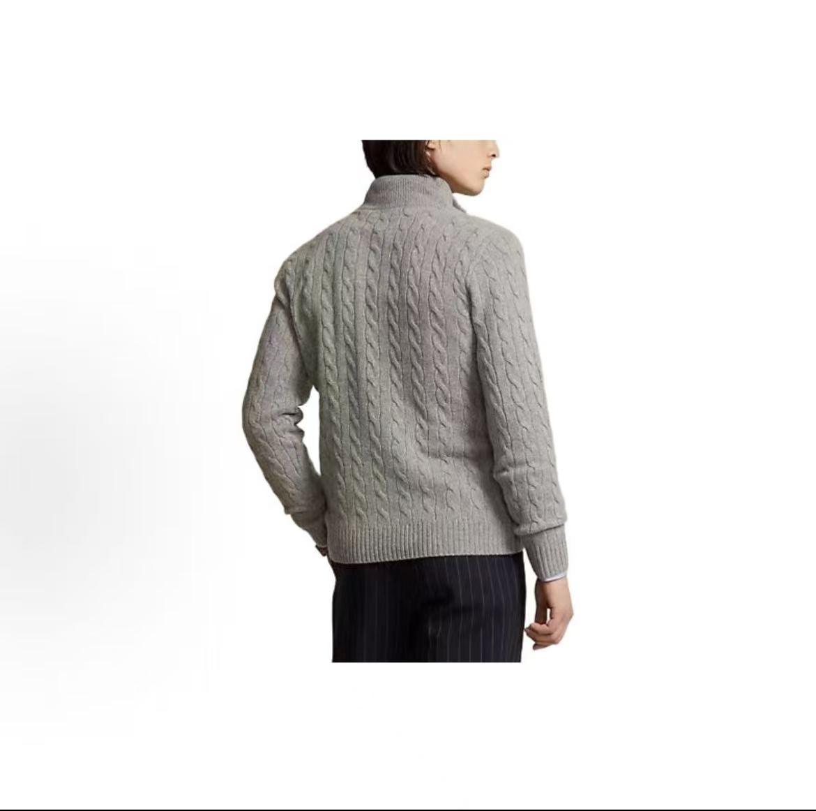 Ralph Lauren FW23 Solid Color Buttoned Half-Zip Long-Sleeved Sweater - Standard Fit Men's Style