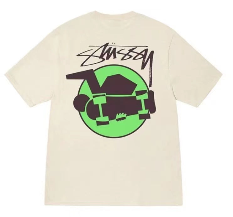 STUSSY SKATEBOARDER PRINT TEE APRICOT
