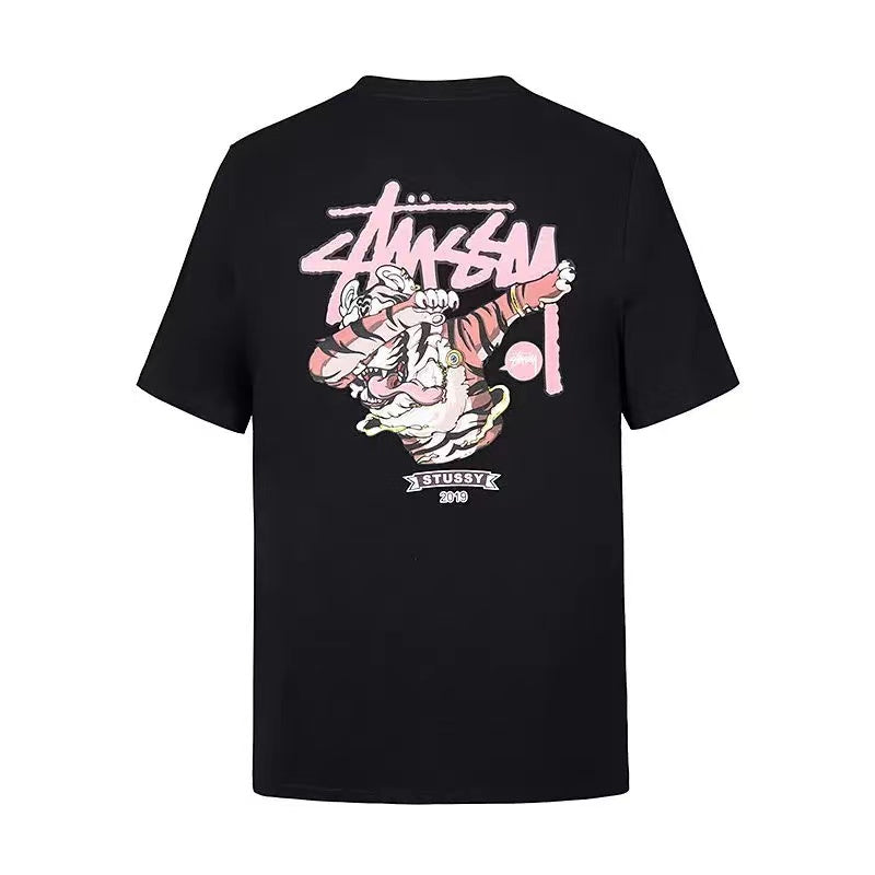 STUSSY TIGER PRINT TEE BLACK
