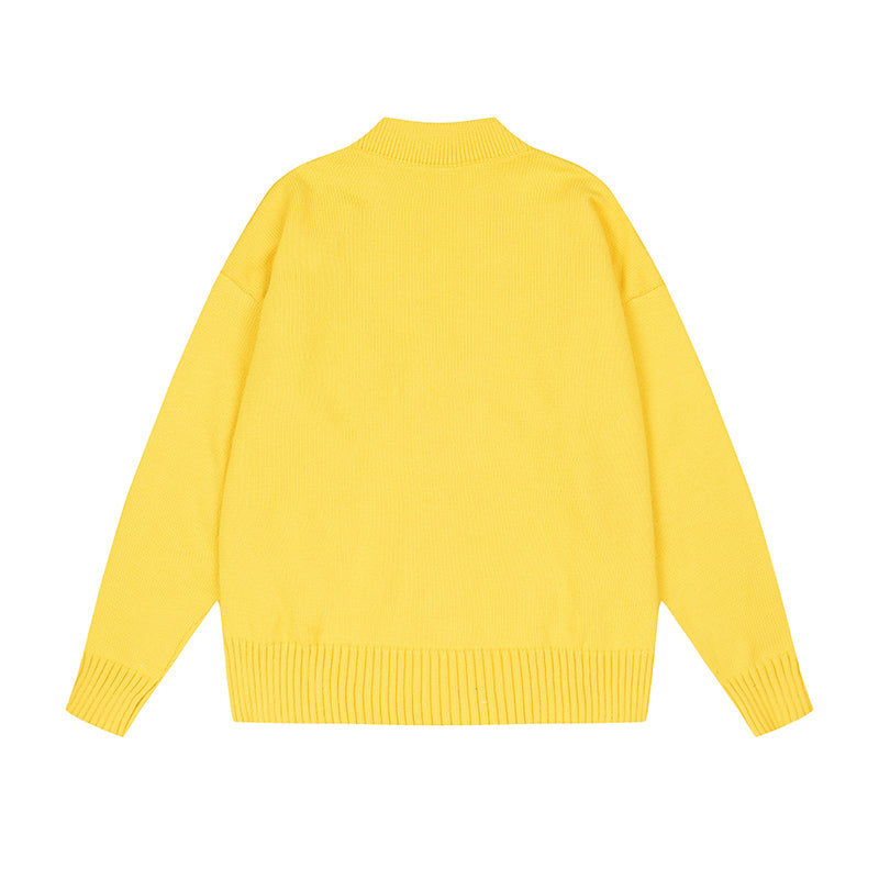 AMI Logo Cardigan Sweater Yellow