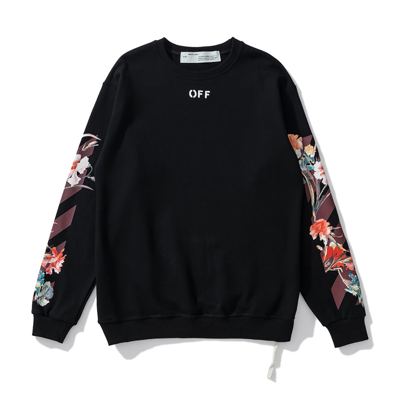 Off-White flower print hoodie black