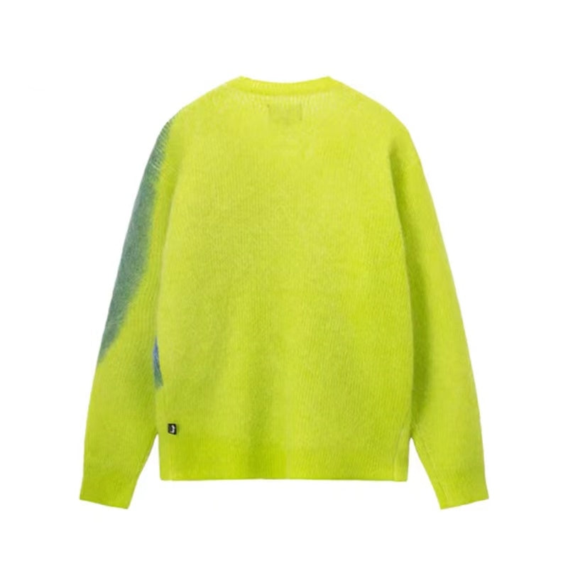 STUSSY BRUSHED DOT SWEATER YELLOW/BLUE