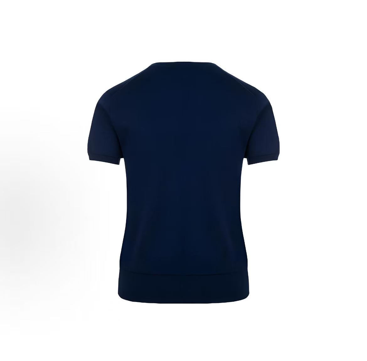 Ralph Lauren SS23 Solid Color Logo Embroidered Roundneck Pullover Short-Sleeve T-Shirt for Women - Blue
