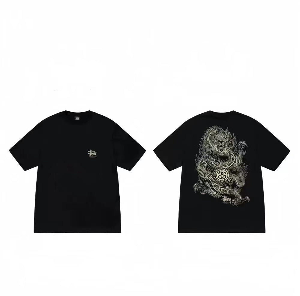 STUSSY DRAGON PRINT TEE BLACK
