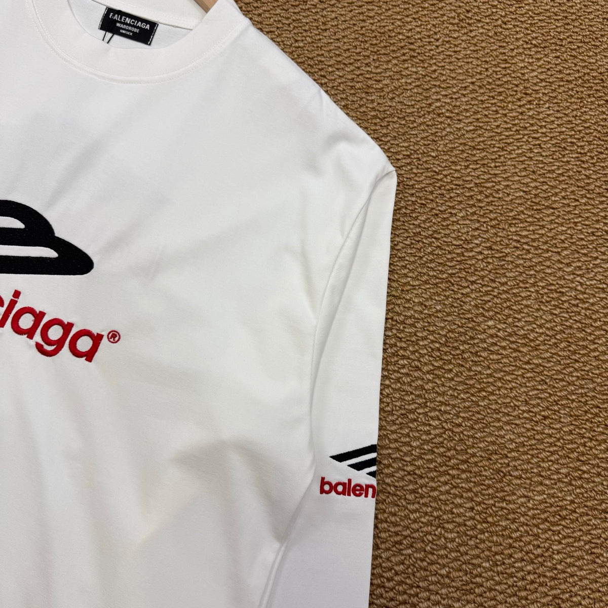 Balenciaga Long-Sleeve T-Shirt with Large Embroidered "M3M" Letter Logo