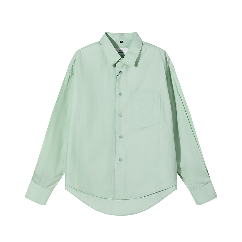AMI Long Sleeve Solid Color Shirt Light Green