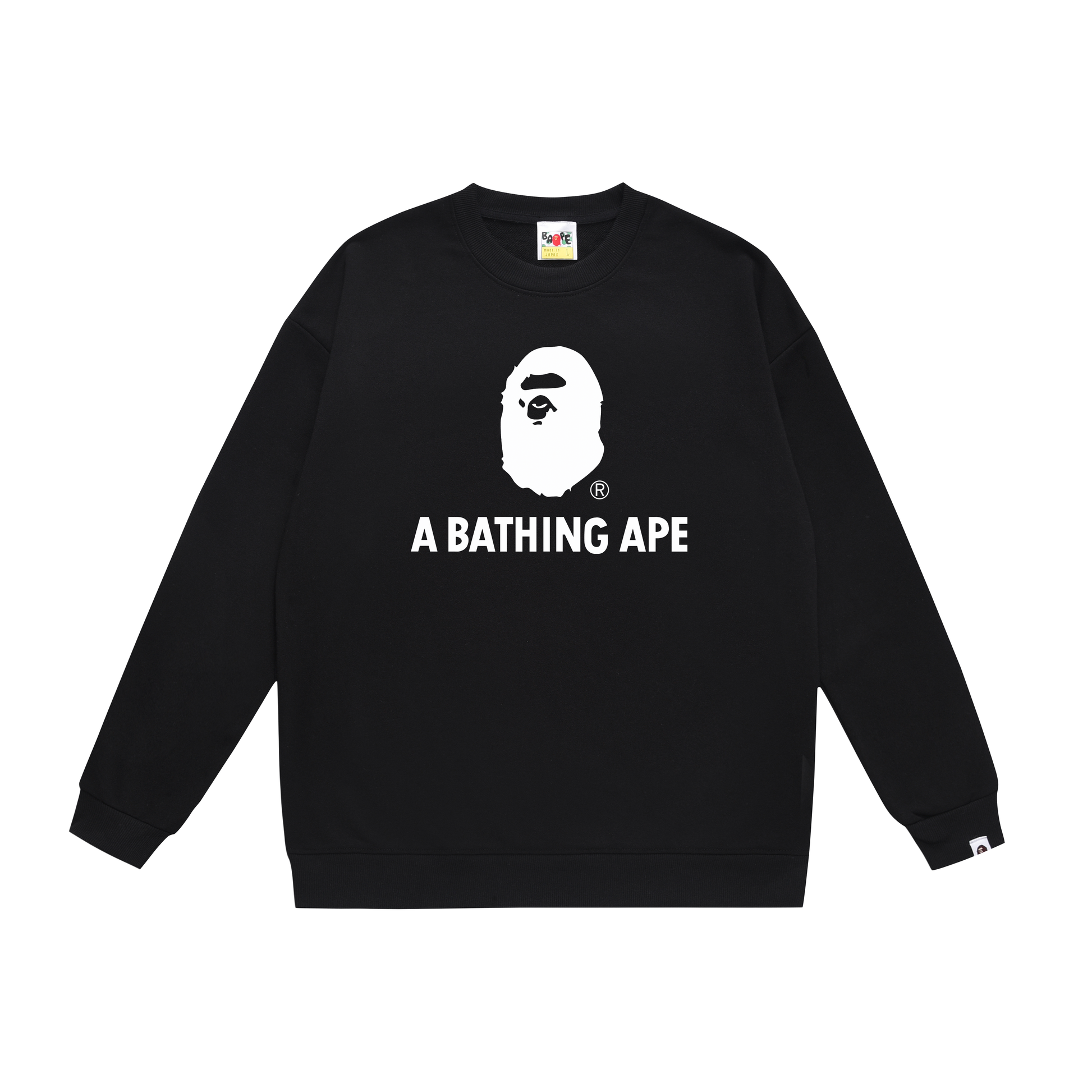 A Bathing Ape Youth Casual Logo Print Hoodie Black