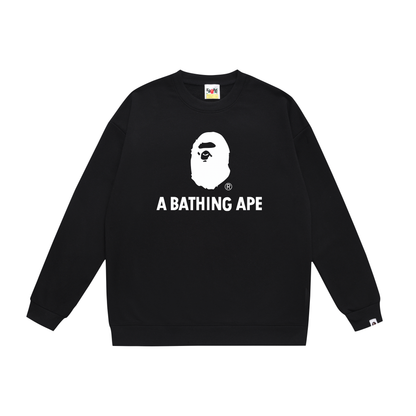 A Bathing Ape Youth Casual Logo Print Hoodie Black