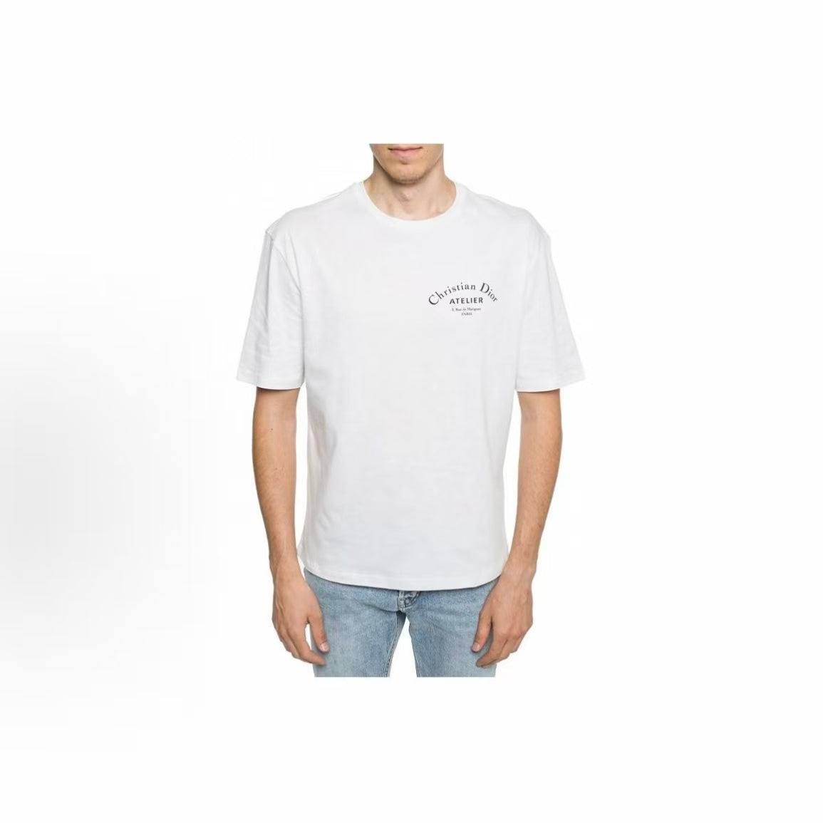 DIOR (Dior) Men's Short-Sleeved T-Shirt with Letter Logo Print, White