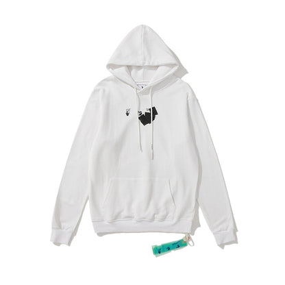 Off-White doodle thick arrow print hooded sweater white