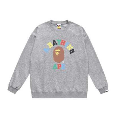 A Bathing Ape Rainbow Letters Hoodie Grey