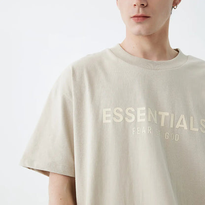 FOG Fear of God 22 replica dual -hushed short -sleeved ESSENTIALS T -shirt wheat-colored