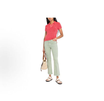 Ralph Lauren FW22 Solid-color Polo Neck Pullover Short-Sleeved Knit Top for Women - Pink