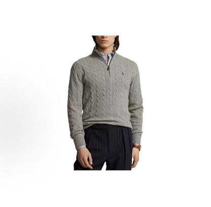 Ralph Lauren FW23 Solid Color Buttoned Half-Zip Long-Sleeved Sweater - Standard Fit Men's Style