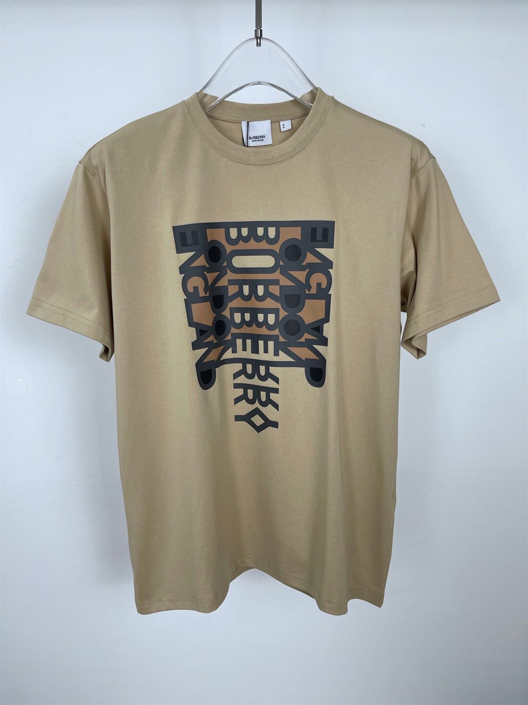 BURBERRY LOGO PRINT COTTON OVERSIZE T-SHIRT – IN SOFT FAWN – BRS006