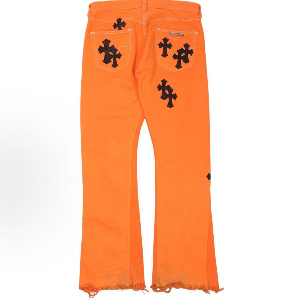 Chrome Hearts cross patch mid waist fit jeans for both men and women