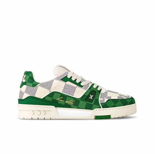 LOUIS VUITTON Trainer Leather fun color wear-resistant low-top board shoes white green unisex