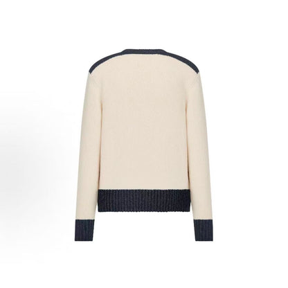 DIOR (Dior) Men's Letter-Print Round-neck Casual Sweater in Beige