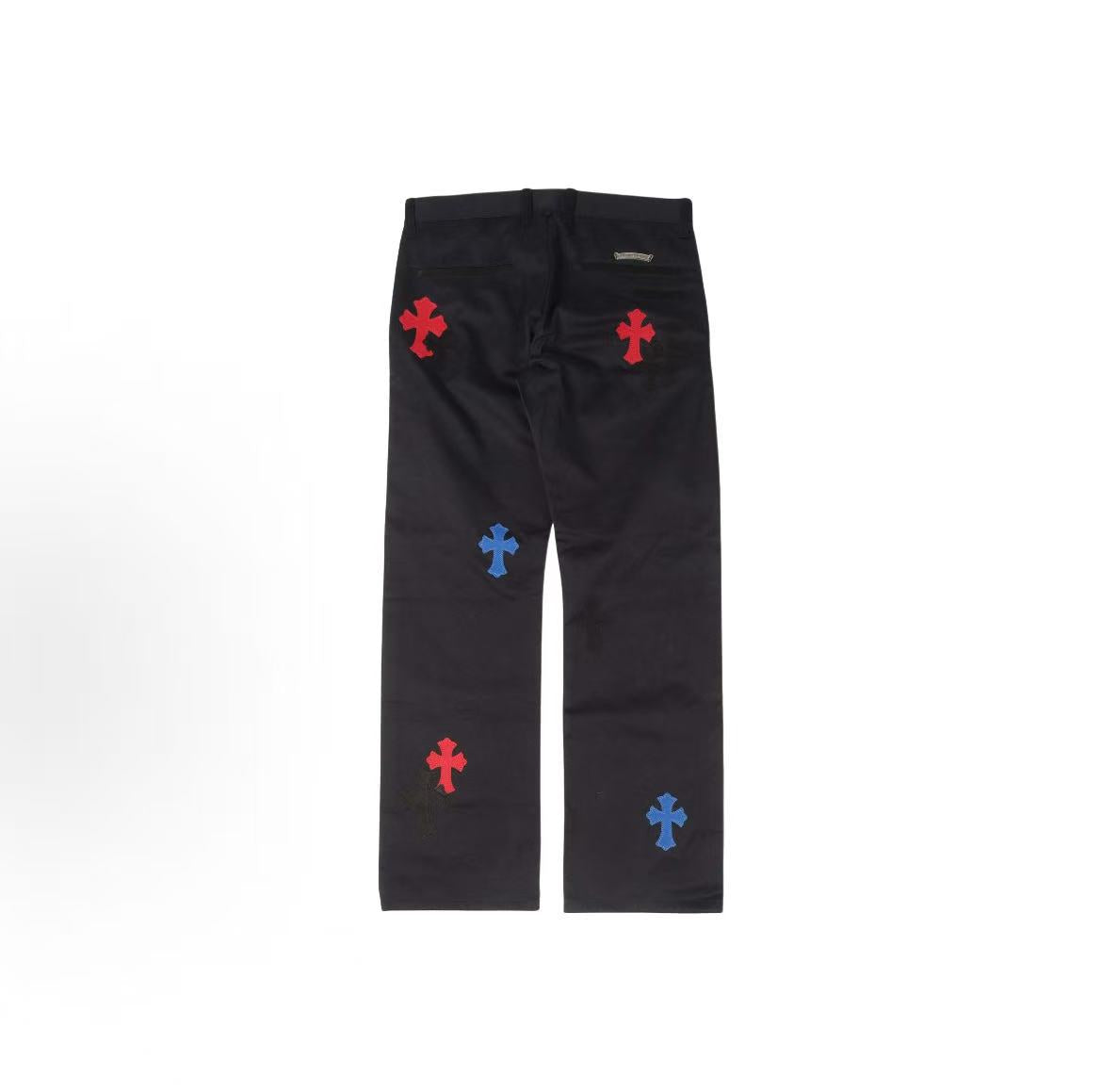 Chrome Hearts Multi-color Cross-Placed Diagonal Plaid Cotton Fabric - Jeans - men's and women's versions are the same.