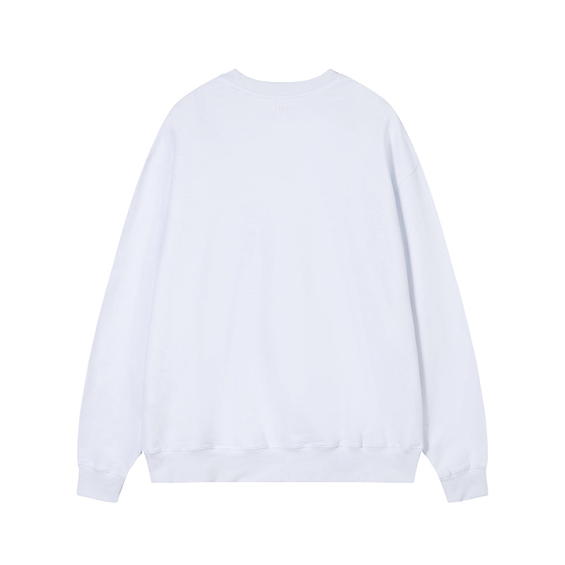 AMI Solid Color Crewneck Hoodie White