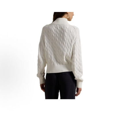 Ralph Lauren Twisted Embroidered Cotton Zip Pullover Plain Sleeveless Sweater Loose Fit Women's White