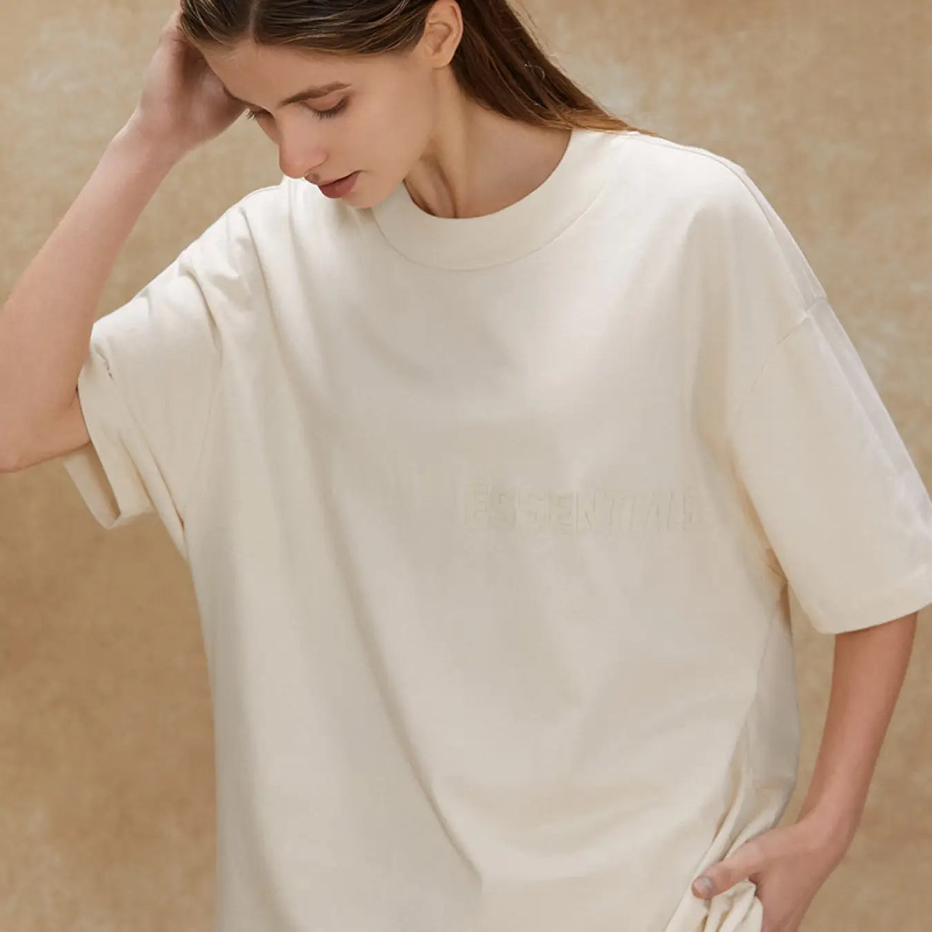 FOG FEAR OF GOD 22 ESSENTIALS double line single row flocking loose T-shirt white