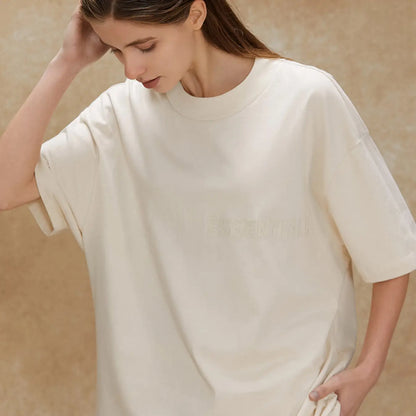 FOG FEAR OF GOD 22 ESSENTIALS double line single row flocking loose T-shirt white