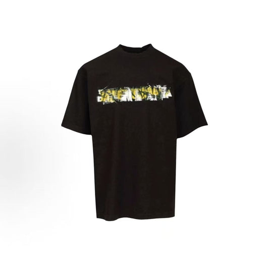 Balenciaga Streetwear SS26 Messy Spray Letter Round-neck Short-sleeved T-shirt Regular Fit Men's Style