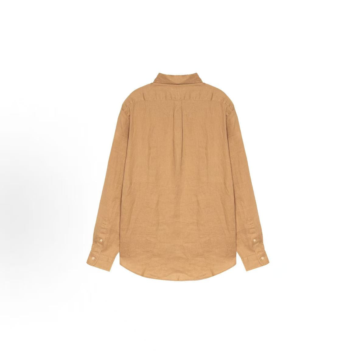 Ralph Lauren SS23 Solid-color Logo Embroidered Collar Shirt - Classic Style Men's - Khaki Color