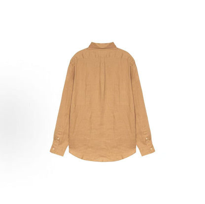 Ralph Lauren SS23 Solid-color Logo Embroidered Collar Shirt - Classic Style Men's - Khaki Color