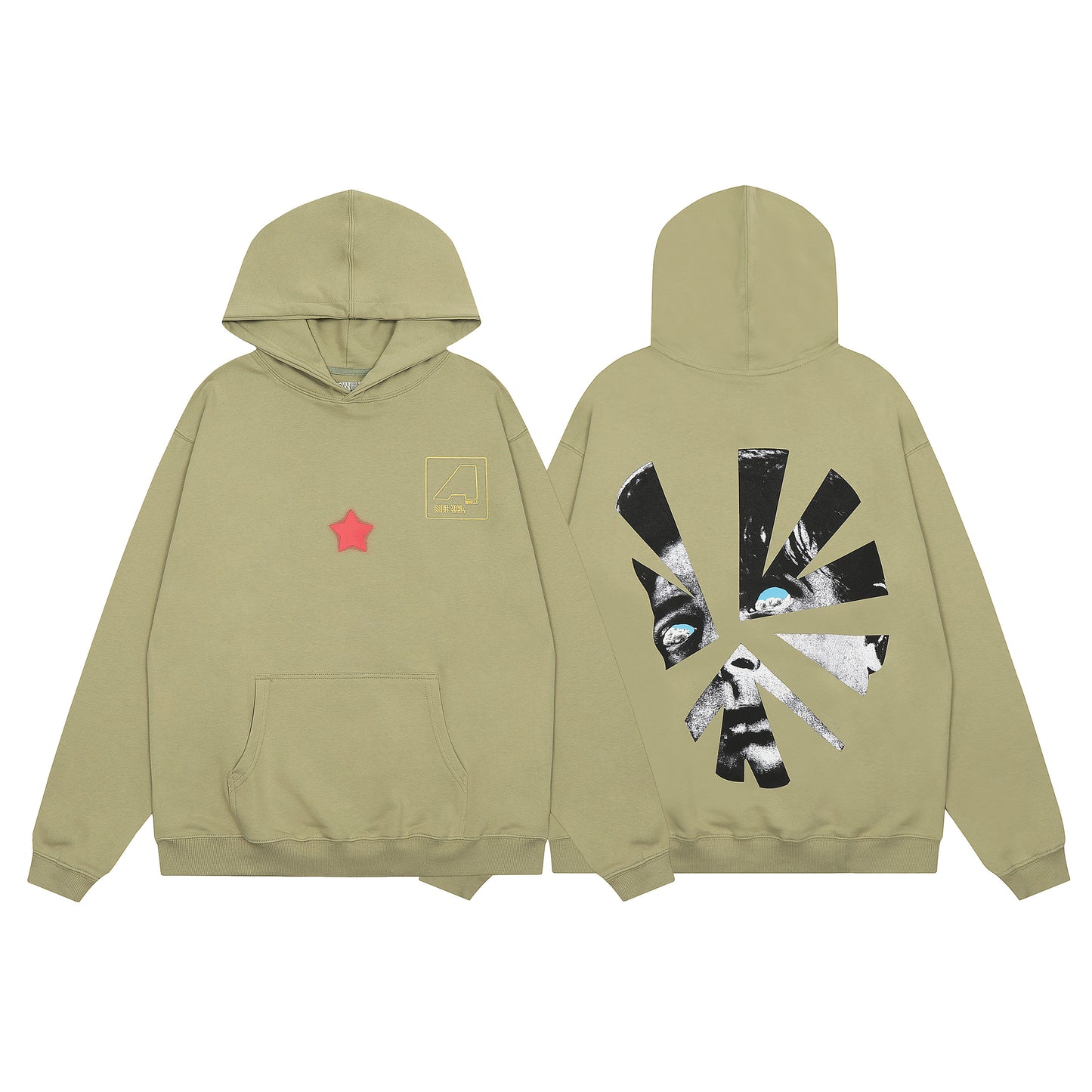 Travis Scott Human Face Print Hoodie Green