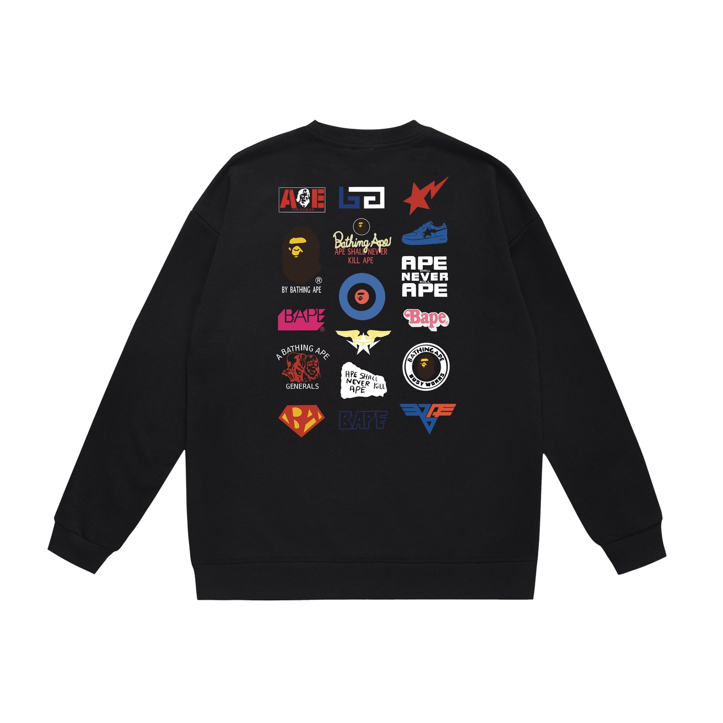 A Bathing Ape Letter Badge Print Hoodie Black