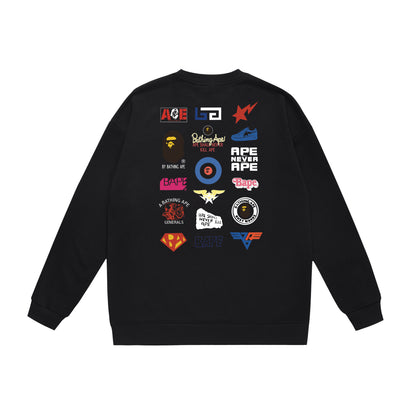 A Bathing Ape Letter Badge Print Hoodie Black