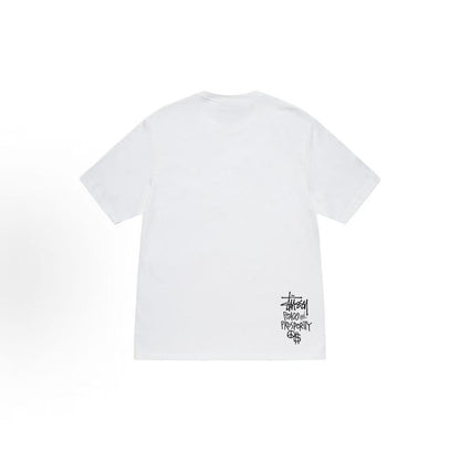 Stussy Peace & Prosperity Tee - A round-neck short-sleeved T-shirt for both men and women, featuring the slogan "Peace & Prosperity".