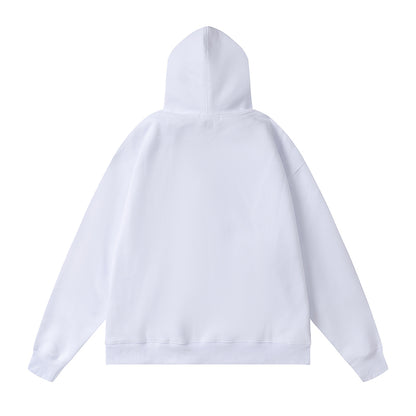 AMI  Solid Color Striped Drawstring Hoodie White