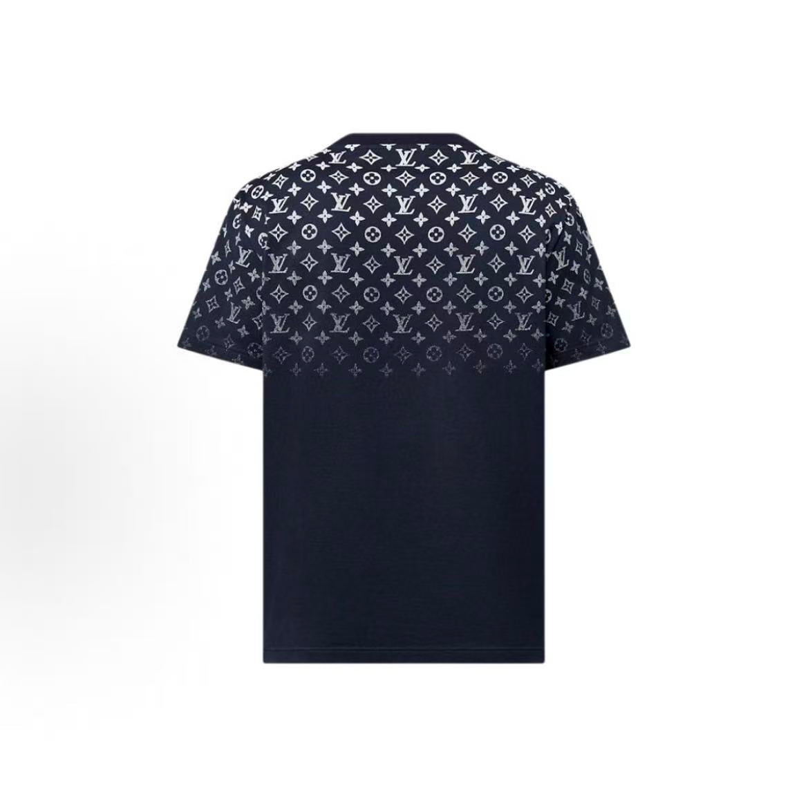 LOUIS VUITTON SS24 Logo Gradient Casual Round-neck Short-sleeve T-shirt for Men - Navy Blue