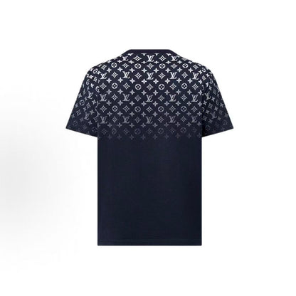 LOUIS VUITTON SS24 Logo Gradient Casual Round-neck Short-sleeve T-shirt for Men - Navy Blue