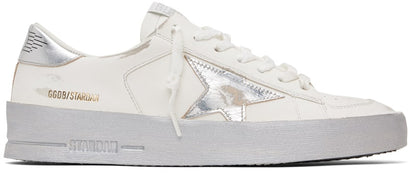 GOLDEN GOOSE حذاء سنيكرز ستاردان أبيض وفضي
