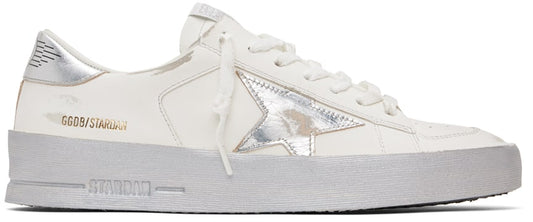 GOLDEN GOOSE حذاء سنيكرز ستاردان أبيض وفضي