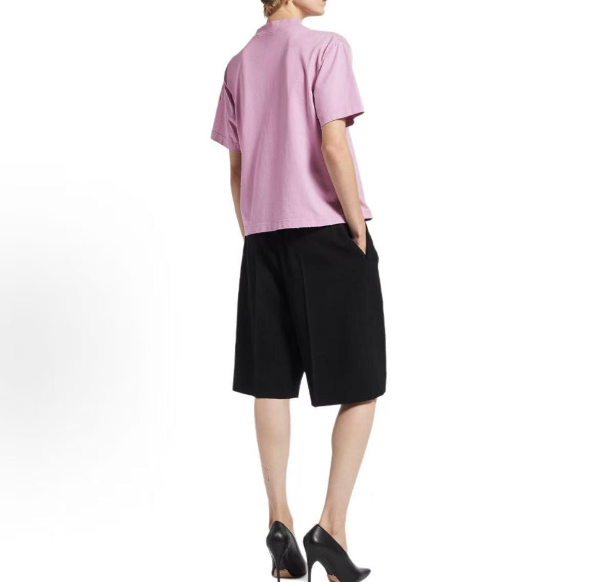Balenciaga Paris Streetwear Vintage Round-neck Cotton Short-Sleeve T-Shirt for Women - Loose Fit