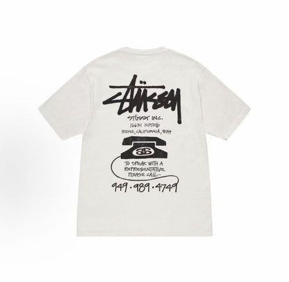 Stussy FW23 OLD PHONE TEE - PIGMENT DYE - Round-neck short-sleeved T-shirt. The same style for both men and women.