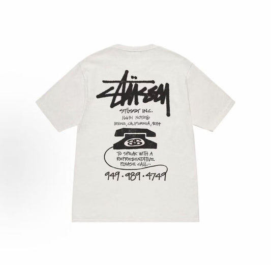Stussy FW23 OLD PHONE TEE - PIGMENT DYE - Round-neck short-sleeved T-shirt. The same style for both men and women.